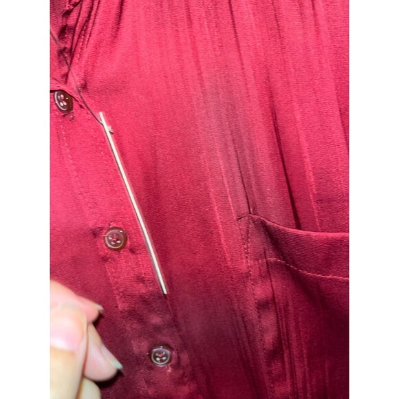 NWT Anthropologie Relaxed Button Down Shirt Wine Womens L Large - Picture 8 of 13